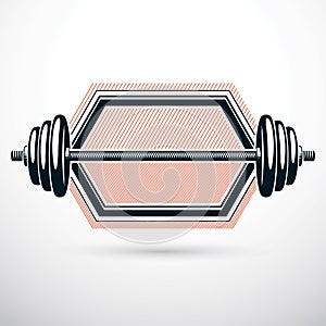 Barbell vector illustration isolated on white. Weight-lifting gym symbol.