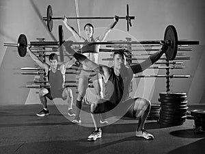 Barbell weight lifting group workout exercise gym