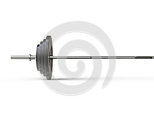 Barbell weight with various weight plates on it - cut shot