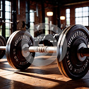 Barbells and dumbells, gymn equipment for fitness and weight lifting growing muscles