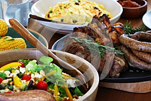 Barbeque braai meal ready to eat on table photo