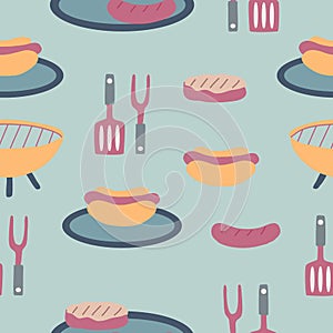 Barbeque elements in a seamless pattern design