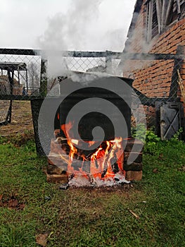 Barbeque fire