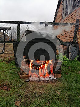 Barbeque fire