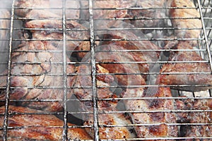 Barbeque Fried On The Bonfire And Coals