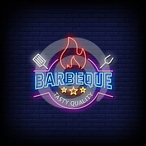 Barbeque Logo Neon Signs Style Text Vector