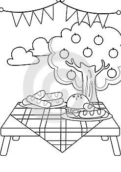 Barbeque Party Food Coloring Pages A4 for Kids and Adult