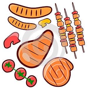 barbeque set vector cute icon