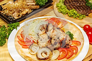 Barbeque on a table in a sunny day