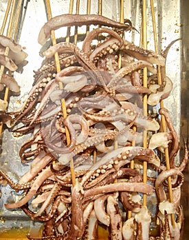 Barbeque tentacles of squid