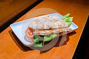 Barbequed chicken sandwich