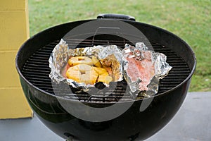 Barbequed Salmon on Charcoal Grill