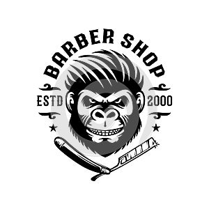 Barber ape illustration logo template