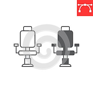 Barber chair line and glyph icon