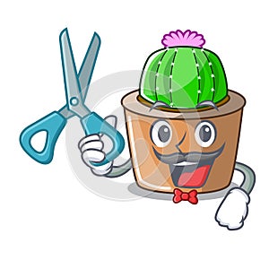 Barber character cartoon flower of star cactus