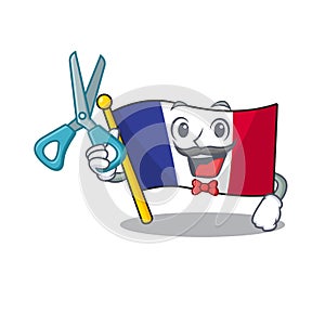 Barber flag france fluttered on character pole