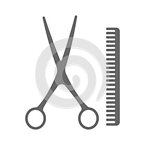 Barber icon vector logo, illustration, vector sign symbol for design. The scissors and comb icon. Barbershop symbol