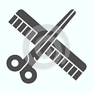 Barber Instruments solid icon. Scissors and comb vector illustration isolated on white. Instruments for haircutting