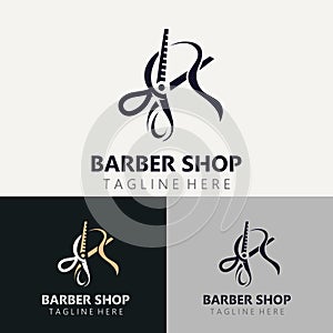 Barber Logo Design Scissor Icon Template. Modern simple design. barbers tools and barbershop. Vector Illustration