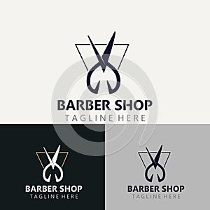 Barber Logo Design Scissor Icon Template. Modern simple design. barbers tools and barbershop. Vector Illustration