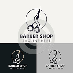 Barber Logo Design Scissor Icon Template. Modern simple design. barbers tools and barbershop. Vector Illustration