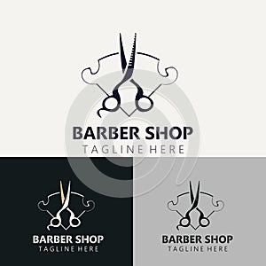 Barber Logo Design Scissor Icon Template. Modern simple design. barbers tools and barbershop. Vector Illustration