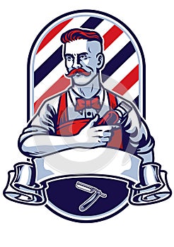 Barber man holding clipper photo