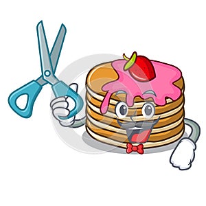Barber pancake with strawberry character cartoon