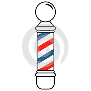 Barber pole with blue and red colour