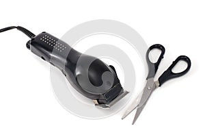 Barber shearing machine scissors isolated