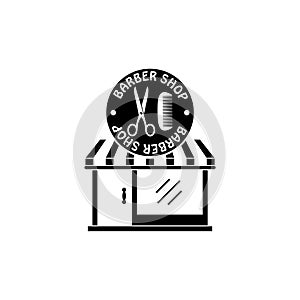 Barber shop glyph icon isolated on white background