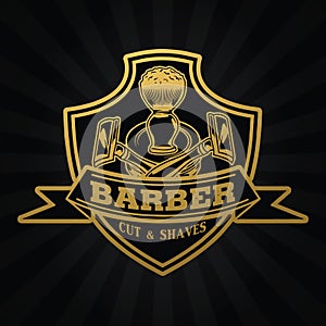 Barber Shop Hair Salon Hair Stylist Vintage logo Luxury Pomade Retro Royal Vector