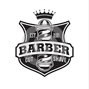 Barber Shop Hair Salon Hair Stylist Vintage logo Luxury Pomade Retro Royal Vector