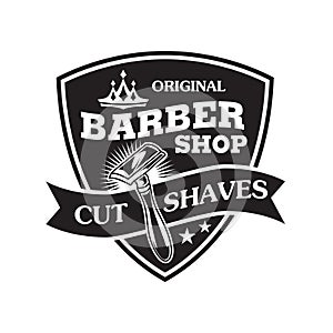 Barber Shop Hair Salon Hair Stylist Vintage logo Luxury Pomade Retro Royal Vector