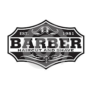 Barber Shop Hair Salon Hair Stylist Vintage  logo Luxury Pomade Retro Royal Vector