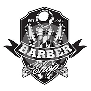 Barber Shop Hair Salon Hair Stylist Vintage  logo Luxury Pomade Retro Royal Vector