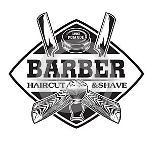 Barber Shop Hair Salon Hair Stylist Vintage  logo Luxury Pomade Retro Royal Vector