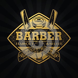 Barber Shop Hair Salon Hair Stylist Vintage  logo Luxury Pomade Retro Royal Vector