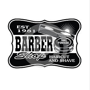 Barber Shop Hair Salon Hair Stylist Vintage  logo Luxury Pomade Retro Royal Vector
