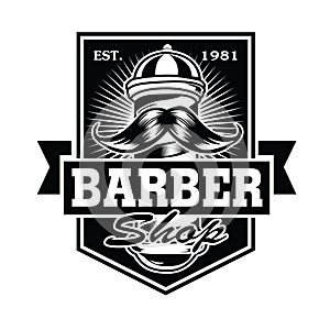 Barber Shop Hair Salon Hair Stylist Vintage  logo Luxury Pomade Retro Royal Vector