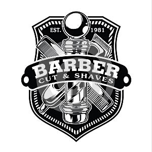 Barber Shop Hair Salon Hair Stylist Vintage  logo Luxury Pomade Retro Royal Vector