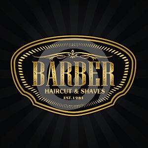 Barber Shop Hair Salon Hair Stylist Vintage logo Luxury Pomade Retro Royal Vector