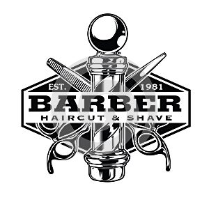 Barber Shop Hair Salon Hair Stylist Vintage logo Luxury Pomade Retro Royal Vector