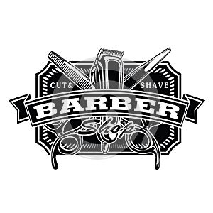 Barber Shop Hair Salon Hair Stylist Vintage logo Luxury Pomade Retro Royal Vector