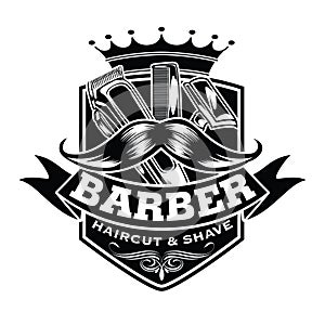 Barber Shop Hair Salon Hair Stylist Vintage logo Luxury Pomade Retro Royal Vector