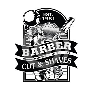 Barber Shop Hair Salon Hair Stylist Vintage logo Luxury Pomade Retro Royal Vector