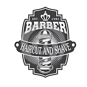 Barber Shop Hair Salon Hair Stylist Vintage logo Luxury Pomade Retro Royal Vector