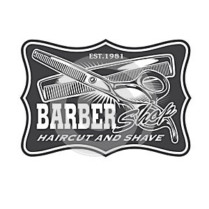 Barber Shop Hair Salon Hair Stylist Vintage logo Luxury Pomade Retro Royal Vector