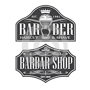 Barber Shop Hair Salon Hair Stylist Vintage  logo Luxury Pomade Retro Royal Vector