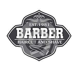 Barber Shop Hair Salon Hair Stylist Vintage  logo Luxury Pomade Retro Royal Vector